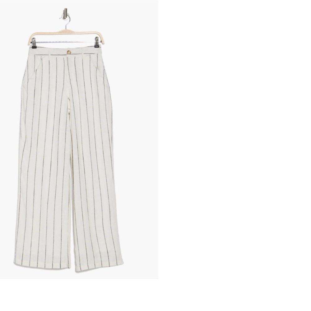 Brand New Love By Design April High Waist White Striped Wide Leg Pants - Picture 2 of 3